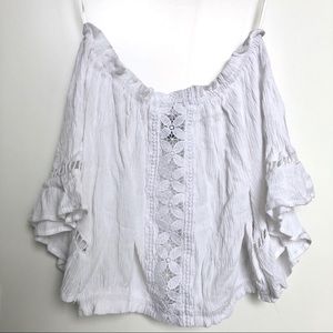 H&M White Off-The-Shoulder Crop Top